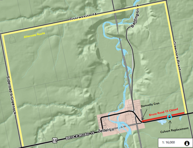 NOTICE: Upcoming Closure of Bruce Road 15 Between Donnelly Crescent and